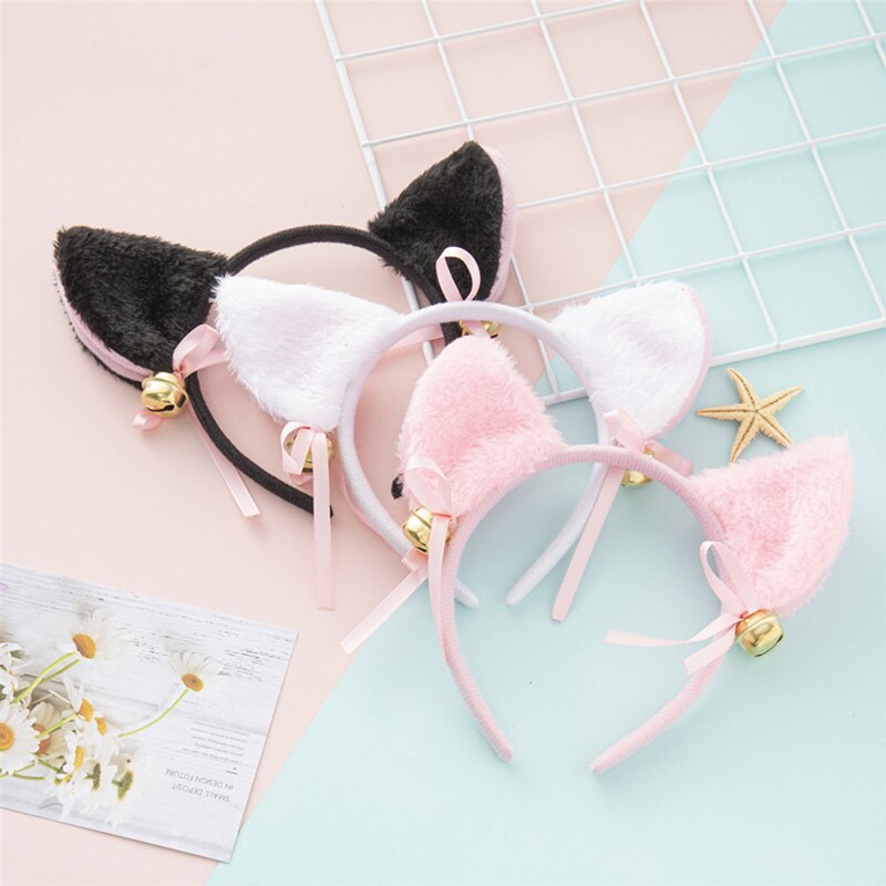 3 Colors Beautiful Masquerade Halloween Cat Ears Cosplay Cat Ear Anime Party Costume Bow Tie Bell Headwear Headband Anime