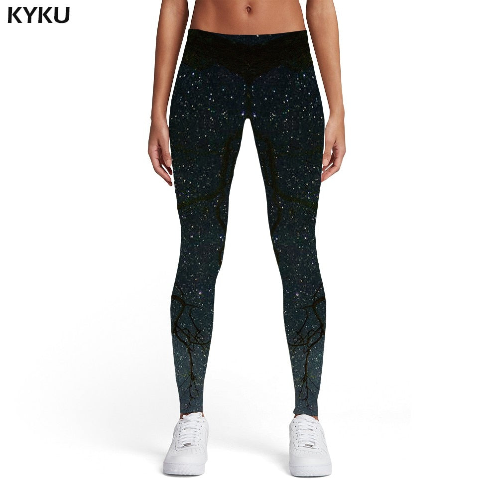 KYKU Galaxy Leggings Women Space Ladies Nebula Spandex Colorful Elastic Gothic Sexy Womens Leggings Pants Casual Slim Skinny