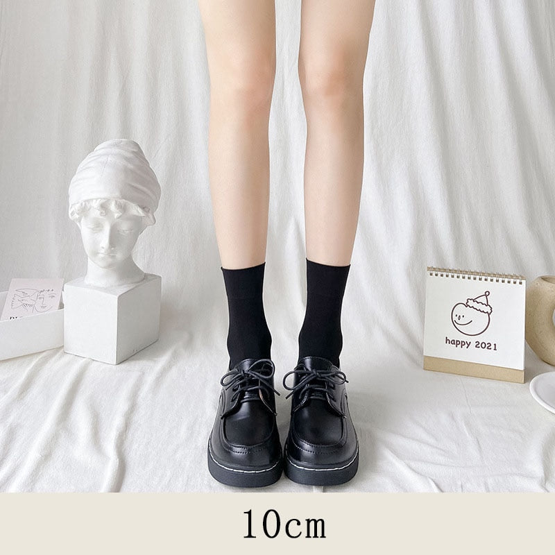 JK Woman Stockings Cute Black White Lolita Long Socks Solid Color Knee High Socks Fashion Girls Kawaii Cosplay Sexy Nylon Socks