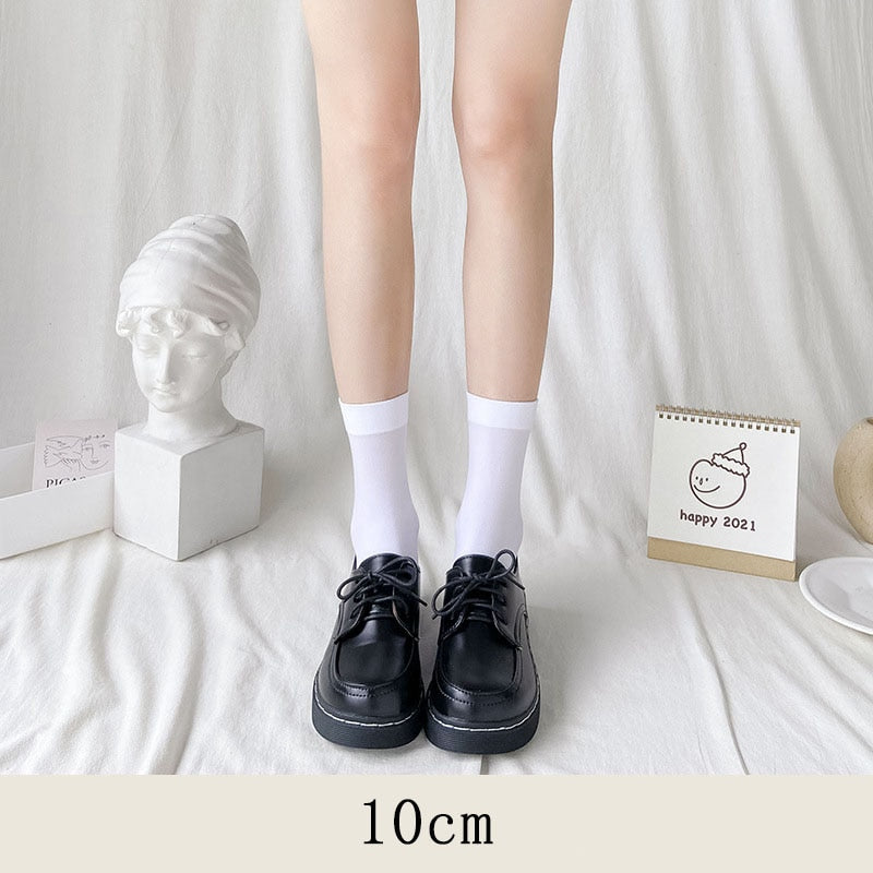 JK Woman Stockings Cute Black White Lolita Long Socks Solid Color Knee High Socks Fashion Girls Kawaii Cosplay Sexy Nylon Socks