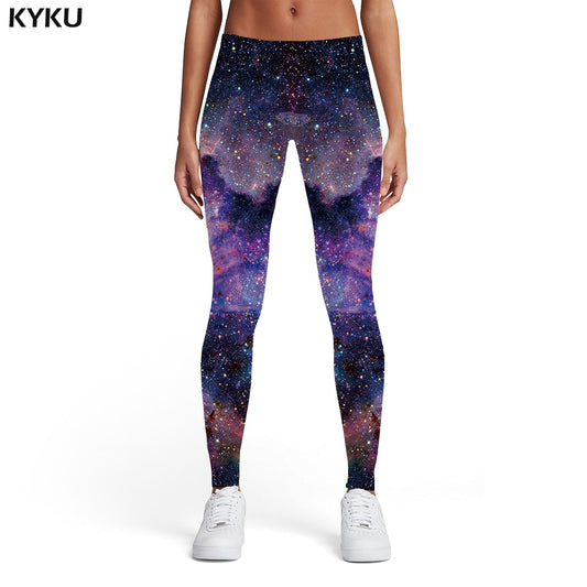 KYKU Galaxy Leggings Women Space Ladies Nebula Spandex Colorful Elastic Gothic Sexy Womens Leggings Pants Casual Slim Skinny