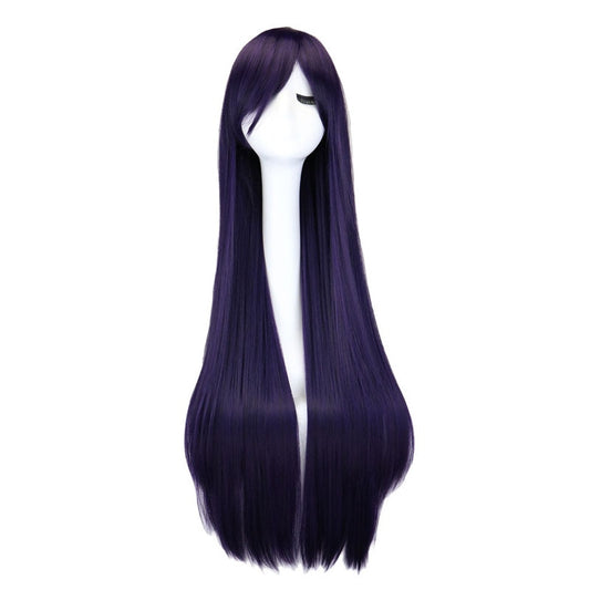 QQXCAIW Long Straight Cosplay Wig Black Purple Black Red Pink Blue Dark Brown 100 Cm Synthetic Hair Wigs