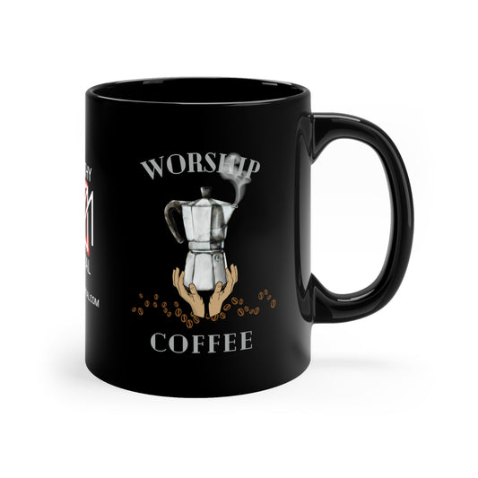 HH Worship Coffee 11oz Black Mug
